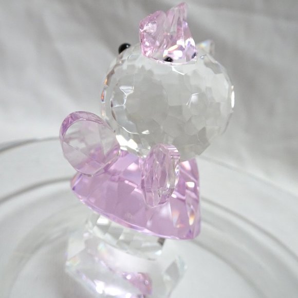 Winged HELLO KITTY Fairy Faceted Crystal Glass Art Figurine Pink Dress Cute Eyes - Picture 9 of 10